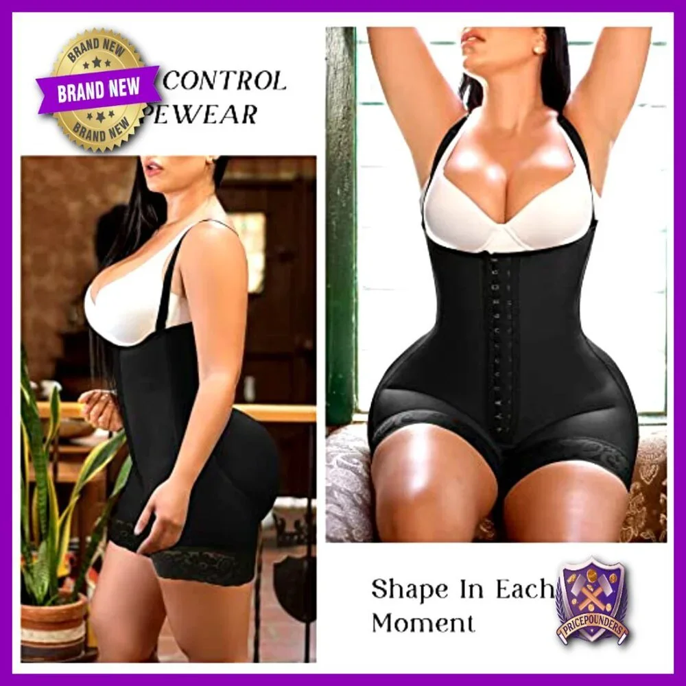Tummy Control Shapewear Bodysuit with Zipper Crotch Post Surgery Compression
